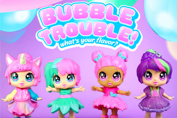 Bubble Trouble Season 2 are here! With stretchy, scented hair and soft, squishy outfits, each one has a sticky, smooshy Bubble Buddy bestie! Collect them all!